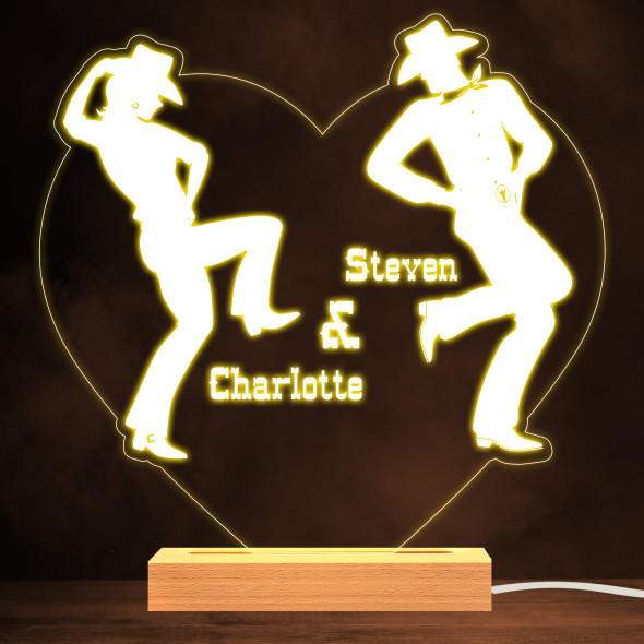 Heart Cowboy And Cowgirl Dancing Warm White Lamp Personalized Gift Night Light