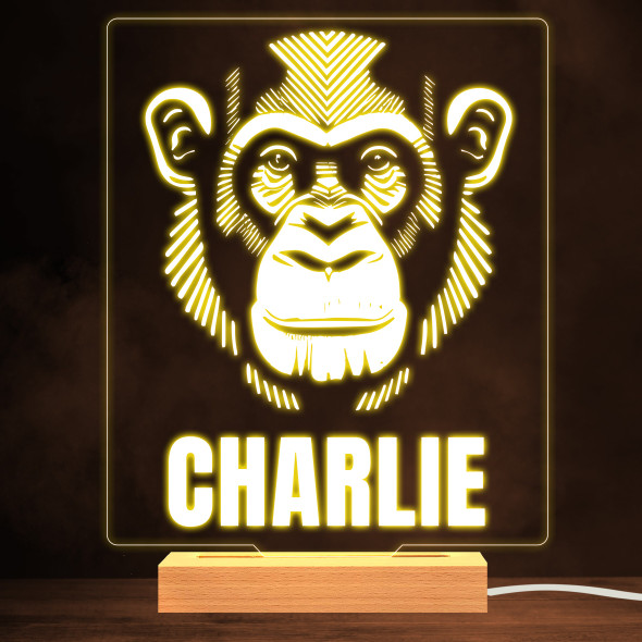 Monkey Face Line Art Warm White Lamp Personalized Gift Night Light