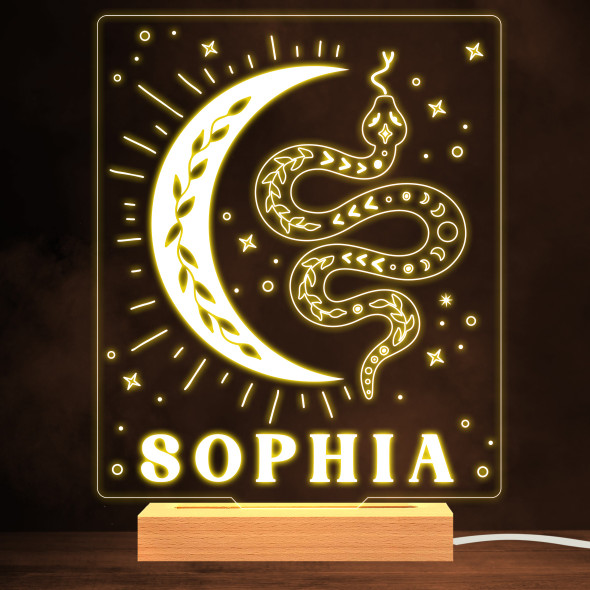 Mystic Boho Snake Moon Warm White Lamp Personalized Gift Night Light