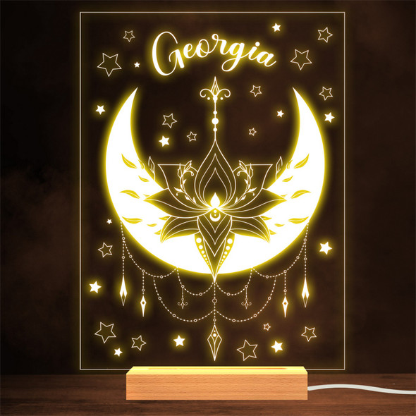 Celestial Floral Lotus Moon Personalized Gift Lamp Night Light