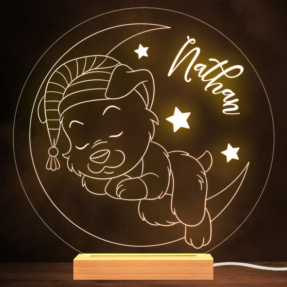 Kids Cute Dog Sleeping On The Moon Personalized Gift Warm White Lamp Night Light