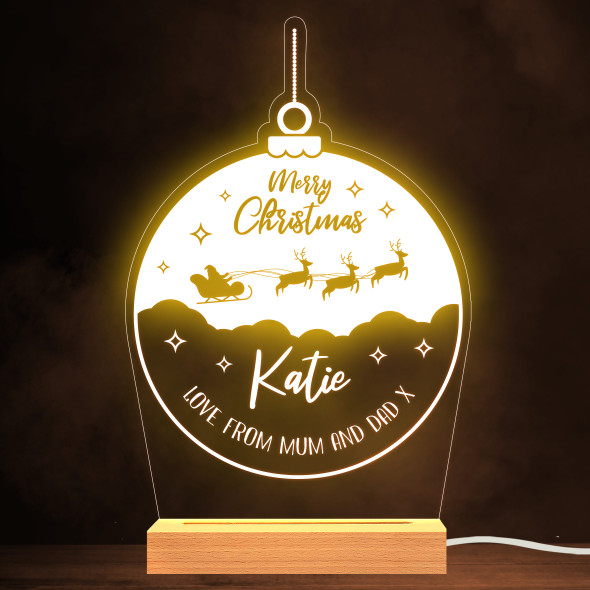 Santa Bauble Merry Christmas Name Gift Personalized Gift Lamp Night Light