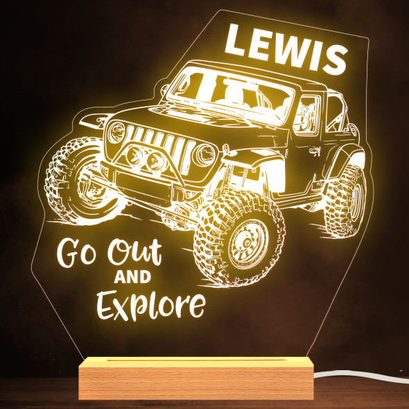 Truck 4X4 Off Road Car Name Personalized Gift Warm White Lamp Night Light