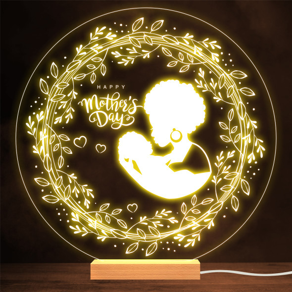 Happy Mother's Day Silhouette Mother Afro Personalized Gift Lamp Night Light