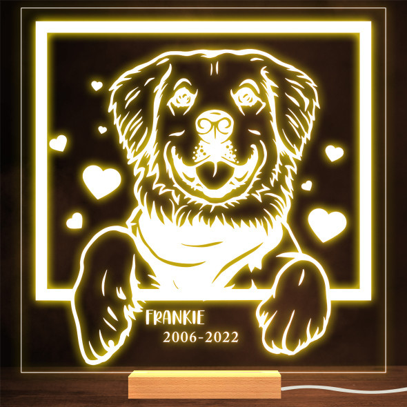 Golden Retriever Dog Memorial Pet Loss Dates Personalized Gift Lamp Night Light