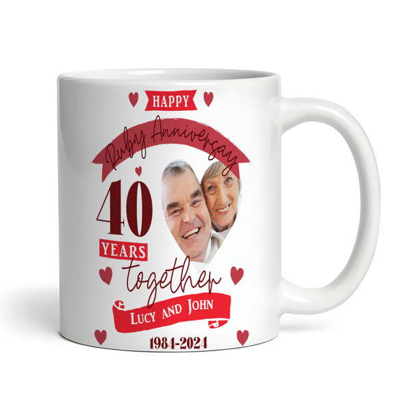 40 Years Together 40th Wedding Anniversary Gift Ruby Photo Personalized Mug