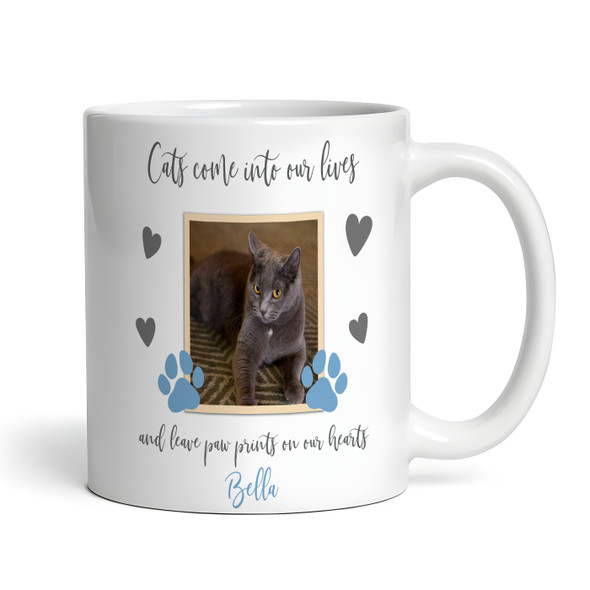 Cat Memorial Sympathy Keepsake Gift Paw Prints Hearts Photo Personalized Mug