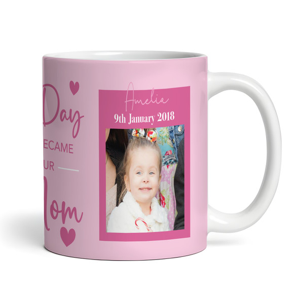 The Day Became Our Mom Dates 2 Kids Pink Photo Gift Coffee Tea Personalized Mug