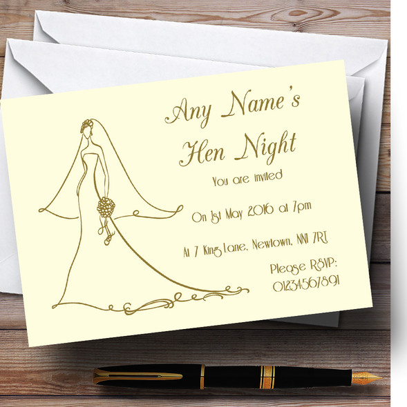 Cream Elegant Personalized Hen Party Invitations