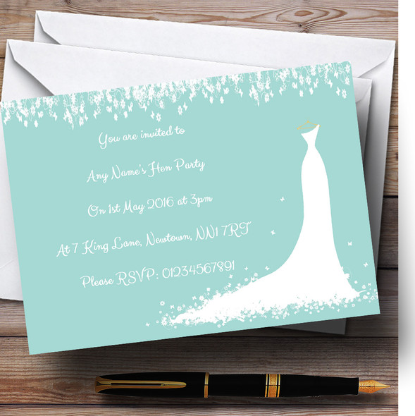 Minimal Turquoise Classic Personalized Hen Party Invitations