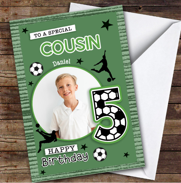 5th Cousin Football Photo Custom Personalized Birthday Card