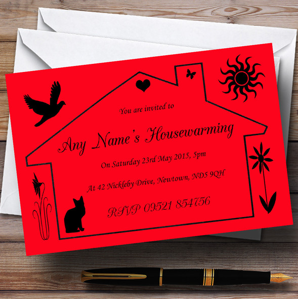 Red Design Housewarming Party Personalized Invitations