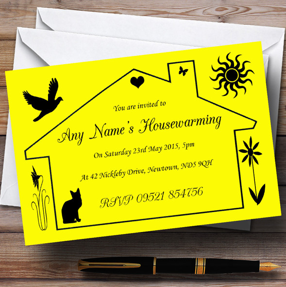 Yellow Design Housewarming Party Personalized Invitations