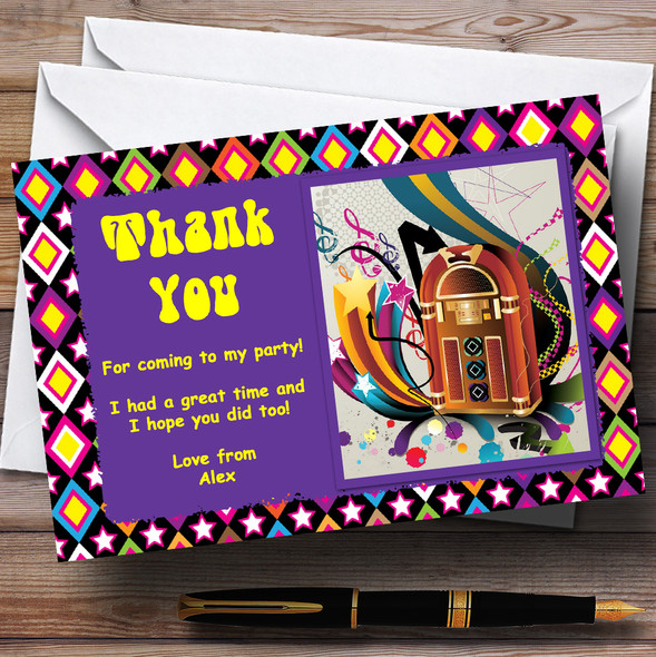 Retro Music Funky Hippie Personalized Party Thank You Cards