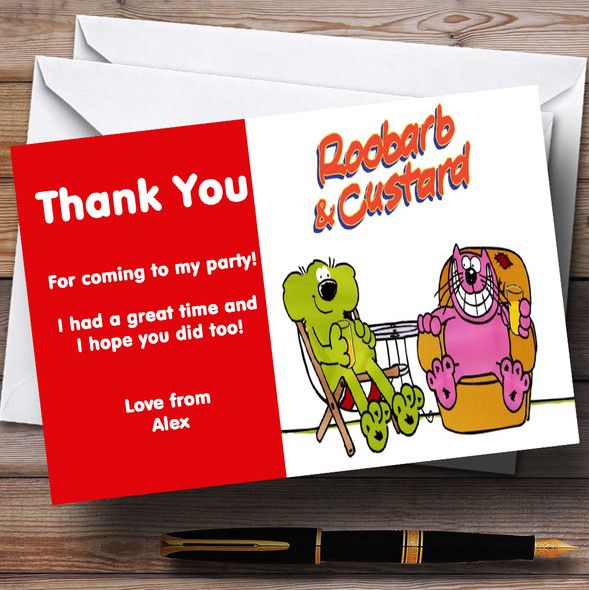 Roobarb Custard Personalized Children's Birthday Party Thank You Cards