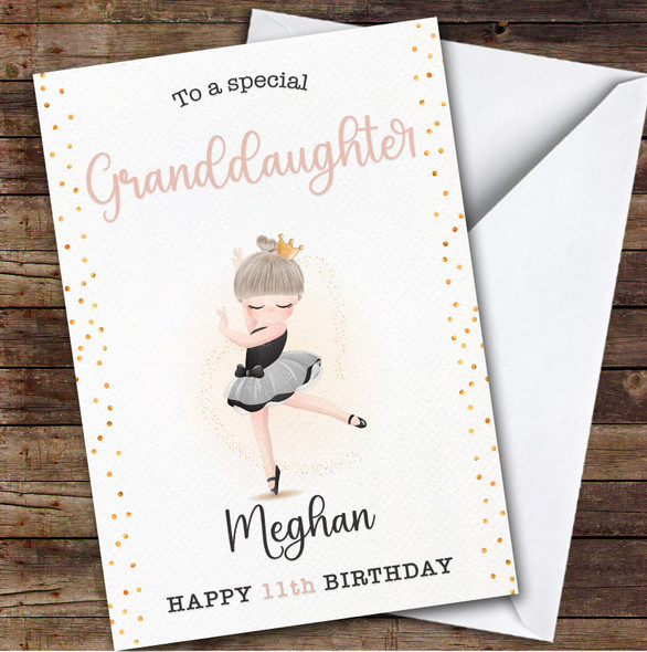 Granddaughter 11th Ballet Dancer Ballerina Custom Personalized Birthday Card