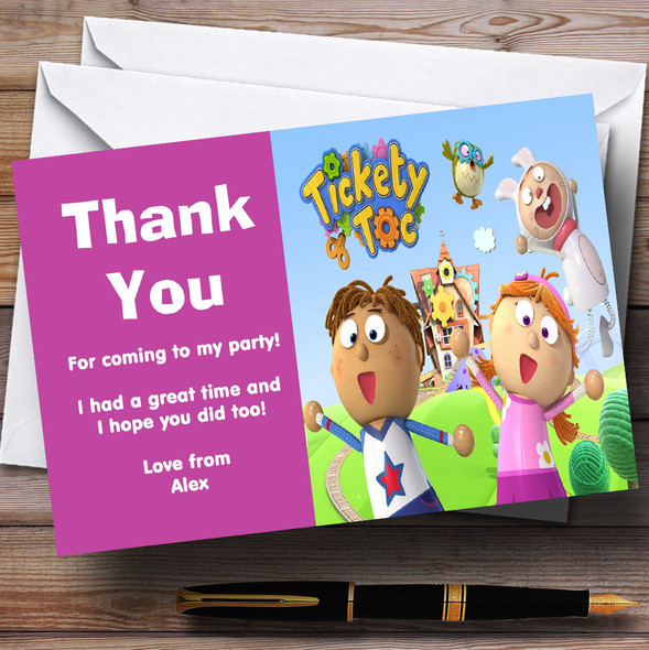 Tickety Toc Personalized Children's Birthday Party Thank You Cards
