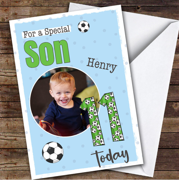 11th Son Football Boys Custom Personalized Birthday Card
