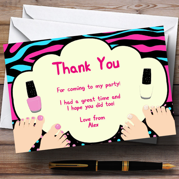 Pedicure Nail Painting Personalized Birthday Party Thank You Cards