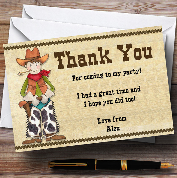 Cowboys And Cowgirls Personalized Birthday Party Thank You Cards