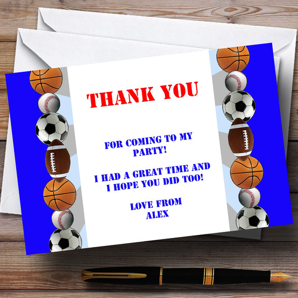 Football Sports Personalized Birthday Party Thank You Cards