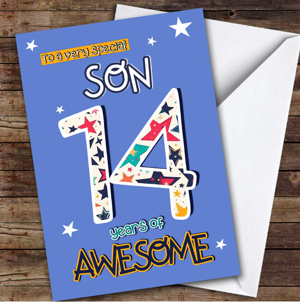 14th Son Stars Teenager Boys Custom Personalized Birthday Card