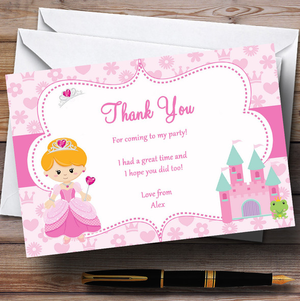Pretty Pink Princess Personalized Birthday Party Thank You Cards