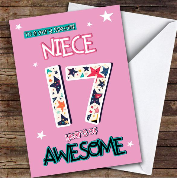 17th Niece Stars Teenager Custom Personalized Birthday Card