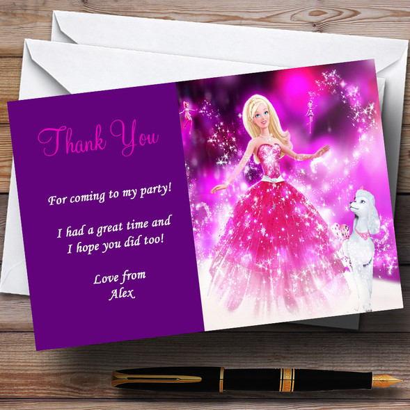 Purple Barbie Personalized Children's Party Thank You Cards