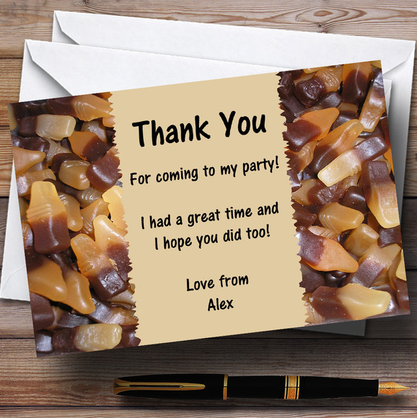 Cola Bottle Sweets Personalized Children's Party Thank You Cards