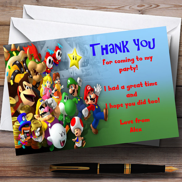Super Mario Bros Luigi Nintendo Personalized Children's Party Thank You Cards
