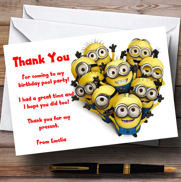 Minions Despicable Me Personalized Children's Party Thank You Cards