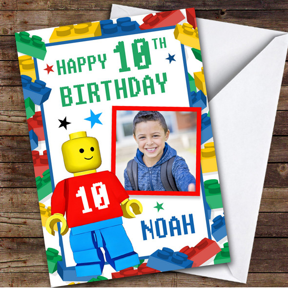 Lego Blocks Frame Birthday Boy Photo Any Age Personalized Kid's Birthday Card