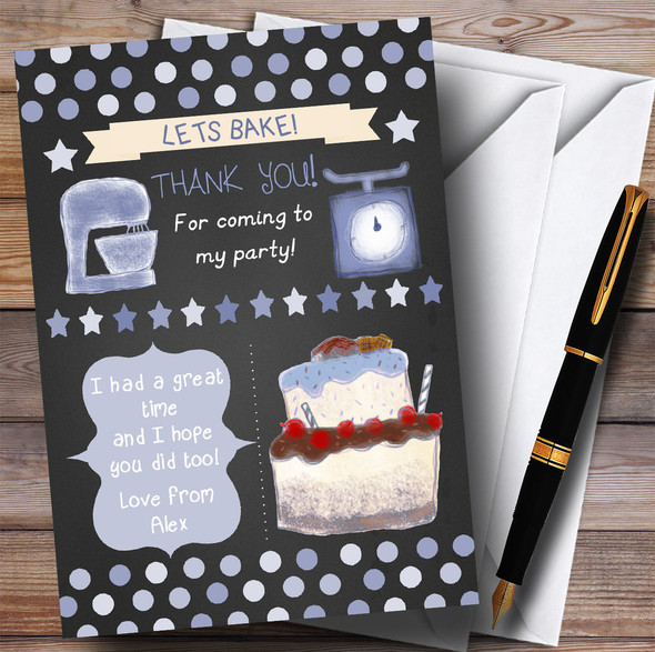 Boys Chalk Polkadot Baking Cooking Party Thank You Cards