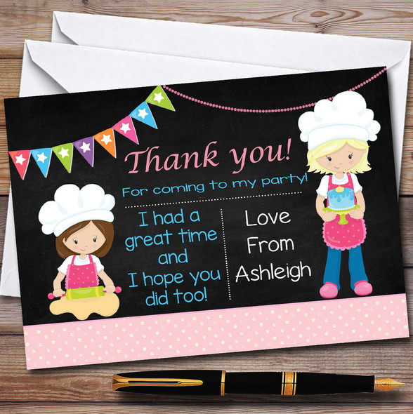 Chalk Girls Baking Party Thank You Cards