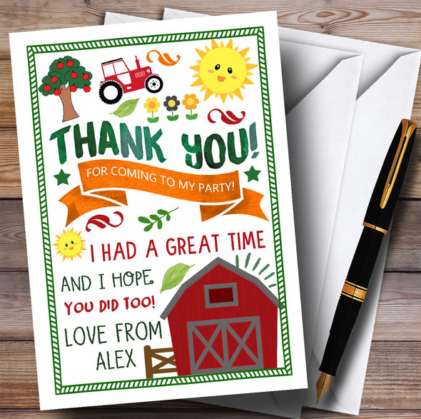 Country Farm Tractor Party Thank You Cards