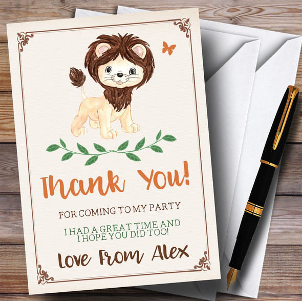 Cute Little Lion Party Thank You Cards