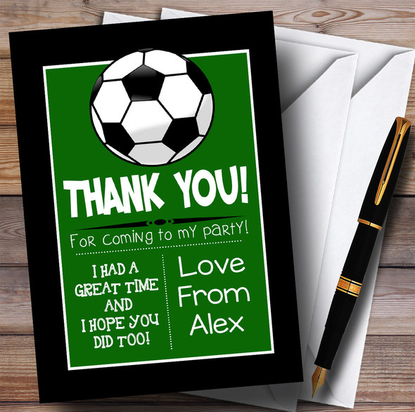Grass & Black Football Party Thank You Cards