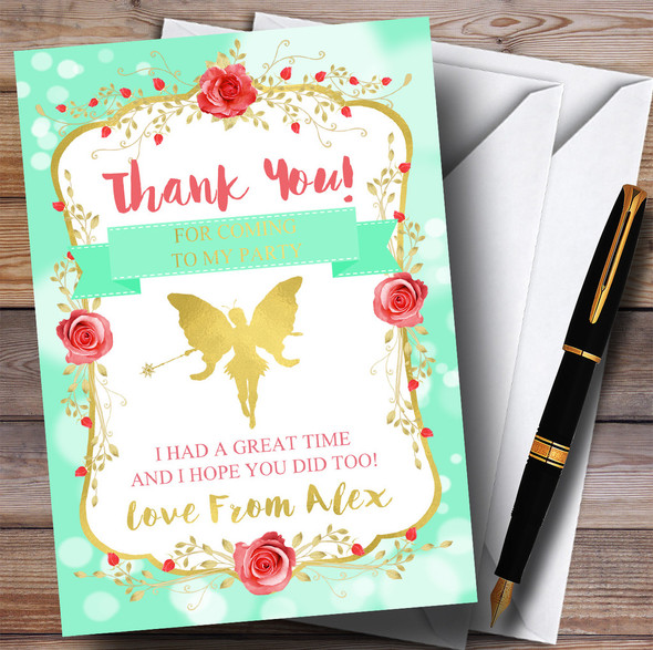 Green Tinkerbell Pixie Fairy Party Thank You Cards