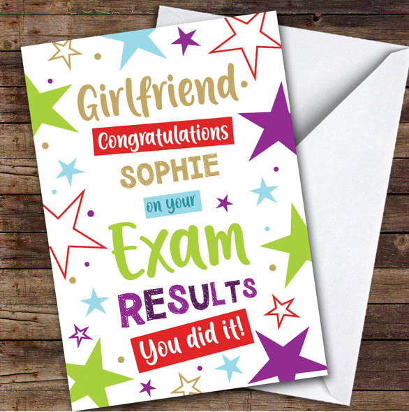 Personalized Exam Results Congratulations Card For Girlfriend Bright Stars