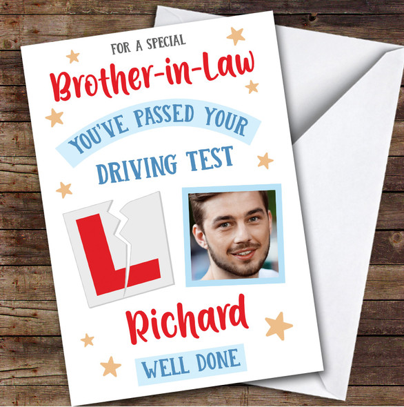 Personalized Passed Driving Test Card For Brother-In-Law Photo L Plate Star