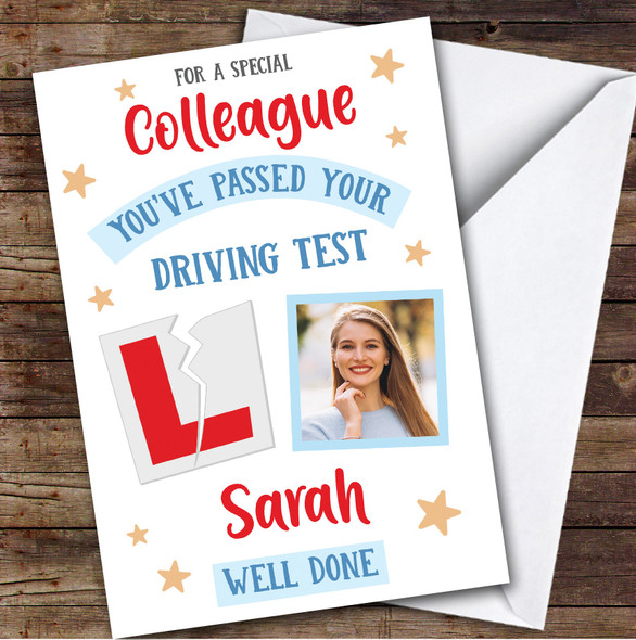 Personalized Passed Driving Test Card For Colleague Photo L Plate Star