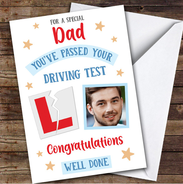 Personalized Passed Driving Test Card For Dad Photo L Plate Star