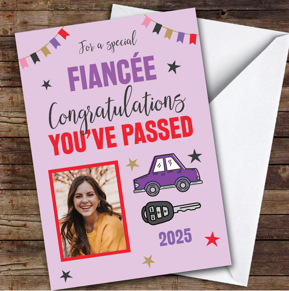 Personalized Passed Driving Test Card For Fiancee Photo Car Key Purple