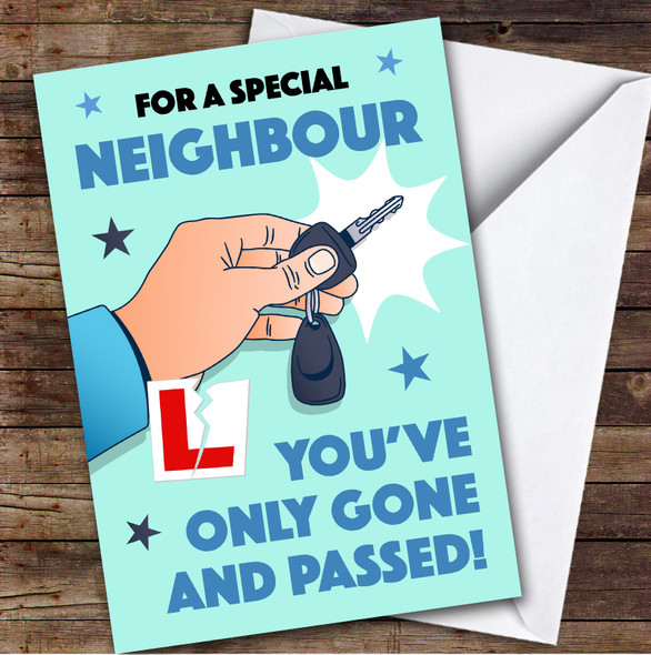 Personalized Passed Driving Test Card For Neighbour Car Key Blue
