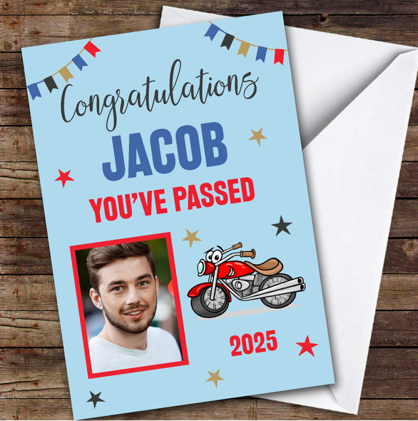 Personalized Passed Motorbike Test Card For Anyone Photo Car Key Blue