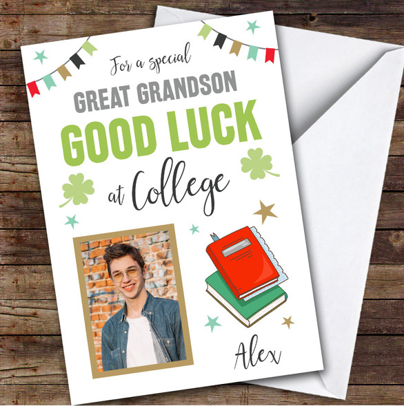 Personalized Off To College Card For Great Grandson Photo Books Hat