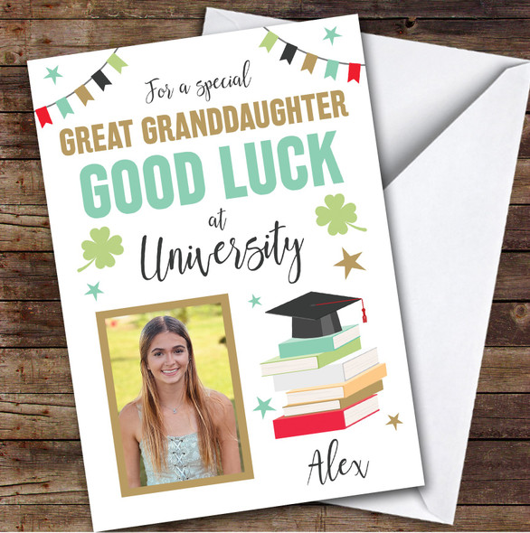 Personalized Off To University Card For Great Granddaughter Photo Books Hat