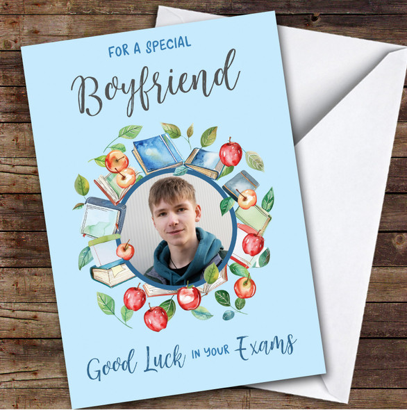 Personalized Good Luck In Your Exams Card For Boyfriend Photo Apple Books Blue
