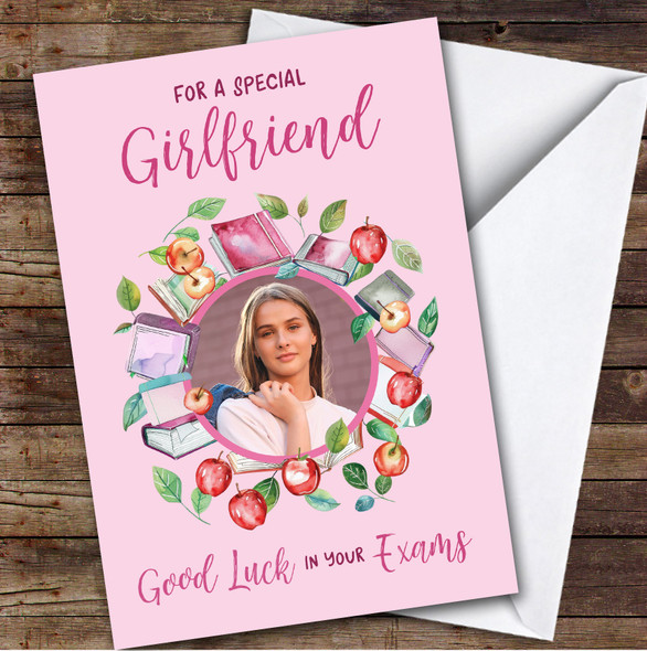 Personalized Good Luck In Your Exams Card For Girlfriend Photo Apple Books Pink